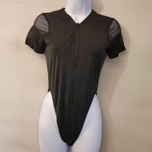 Shein Black Zip-Up Bodysuit